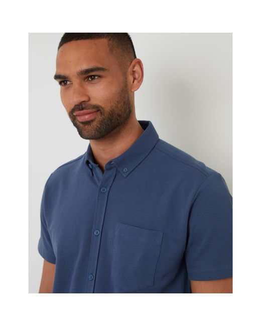 Threadbare Blue Majestic Short-Sleeve Plain Shirt for men