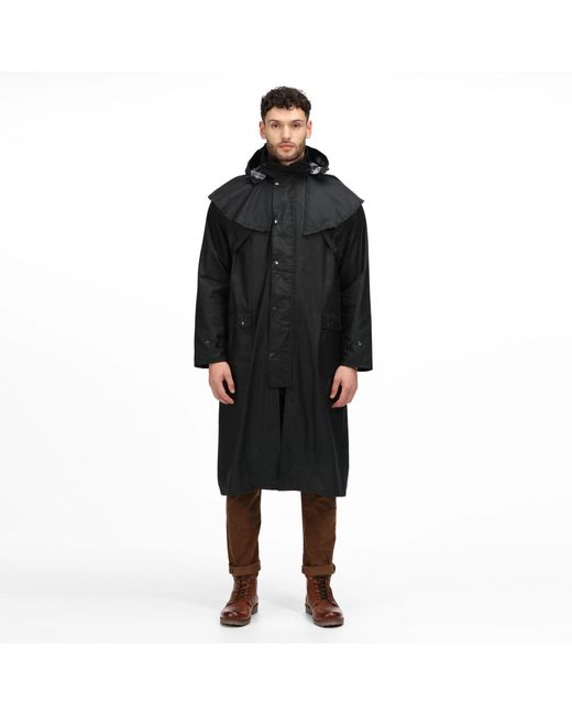 Regatta Black Cranbrook Wax Cotton Riding Quilted Jacket for men