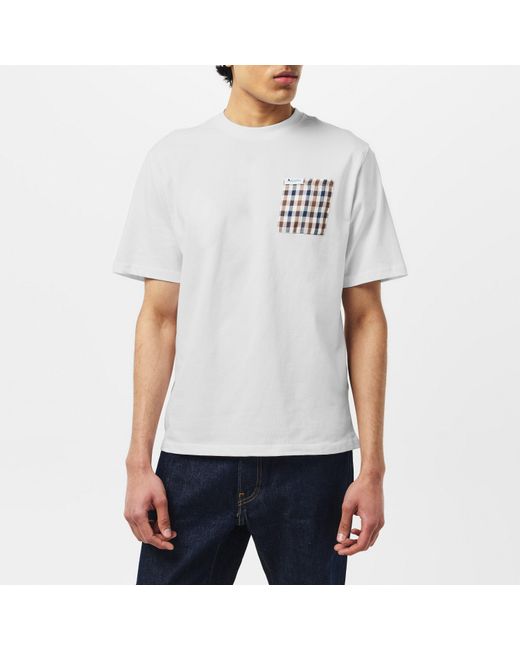 Aquascutum White Checked T-Shirt for men