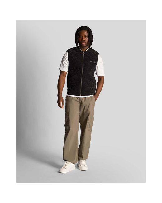 Lyle & Scott Black Quilted Gilet for men