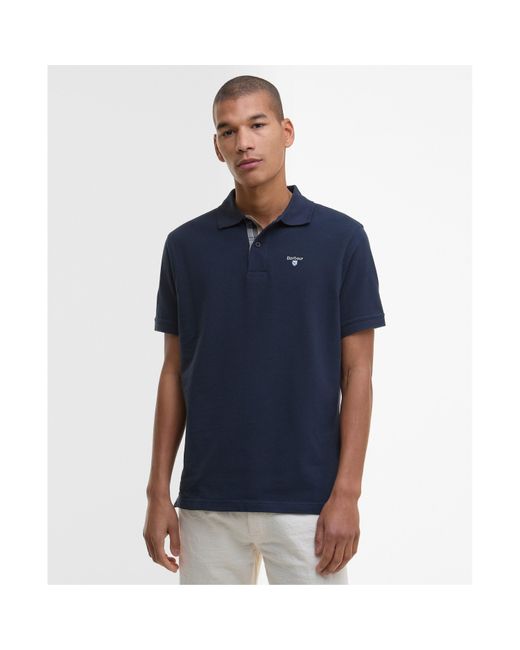 Barbour Blue Tartan Pique Polo Shirt for men
