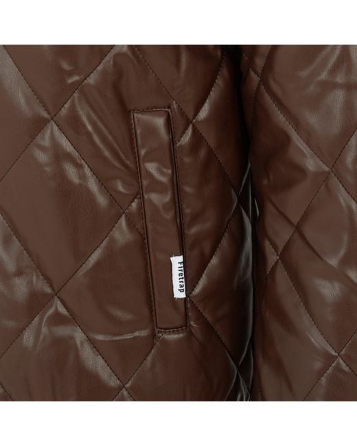 Firetrap Brown Faux Leather Button Long Sleeve Quilted Jacket for men