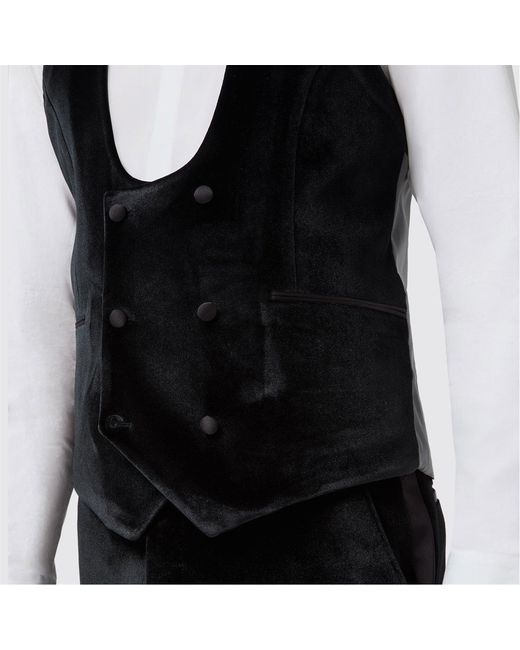 Twisted Tailor Black Sylvester Slim Fit Velvet Tux Waistcoat for men