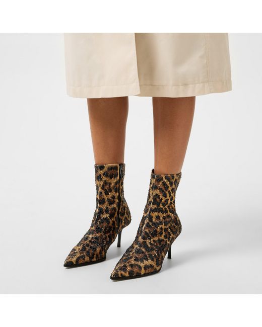 Steve Madden Brown Leopard Patterned Ankle Stiletto Heel Boots