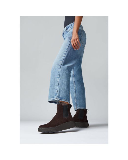 Fitflop Black F-Mode Suede Flatform Chelsea Boots Suede Elastic