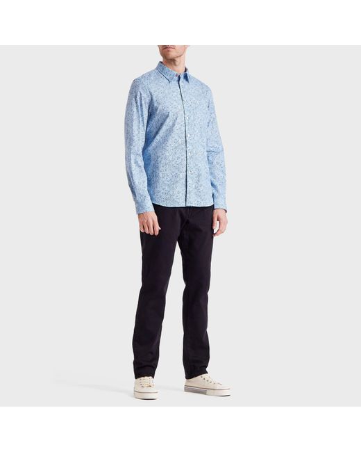 Paul Smith Blue Long Sleeve Patterned Tailored Fit Shirt for men