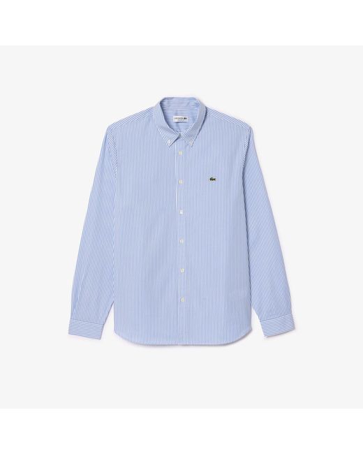 Lacoste Blue Regular-Fit Striped Cotton Shirt for men