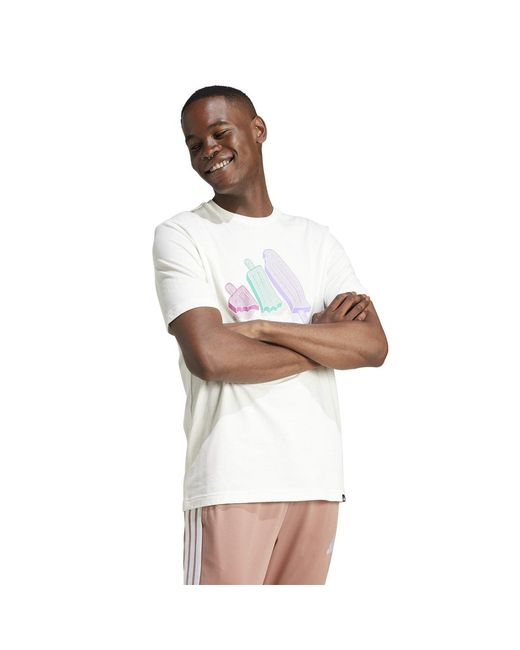 Adidas White Graphic Logo T-Shirt for men