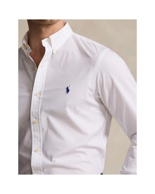 Polo Ralph Lauren White Slim Fit Poplin Long-Sleeve Shirt for men