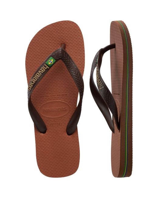 Havaianas Brown Brasil Logo Flip Flops