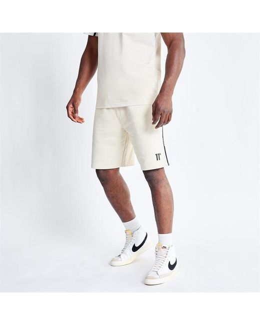11 Degrees Block Taped Sweat Shorts in White for Men Lyst UK