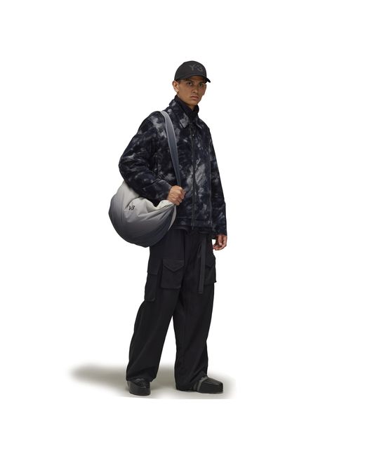 Y-3 Blue All Over Print Camo Short Puffer Jacket for men