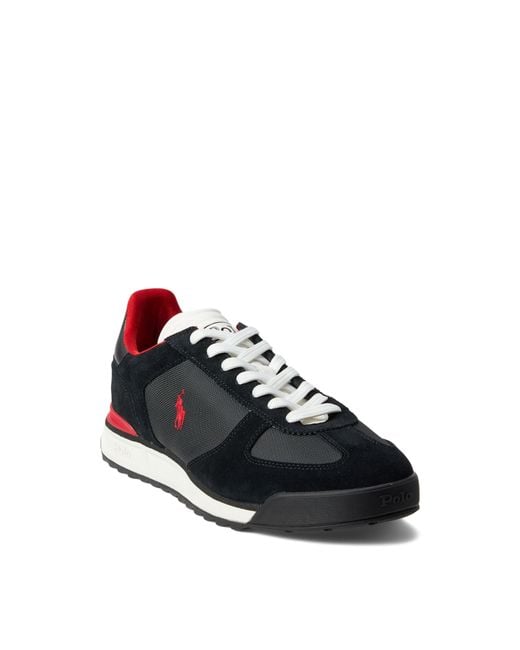 Polo Ralph Lauren Black Varick Suede Nylon Sporty Trainers for men