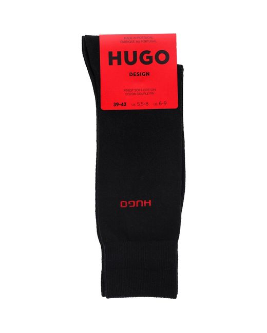 HUGO Black 2 Pack Small Logo Crew Socks for men
