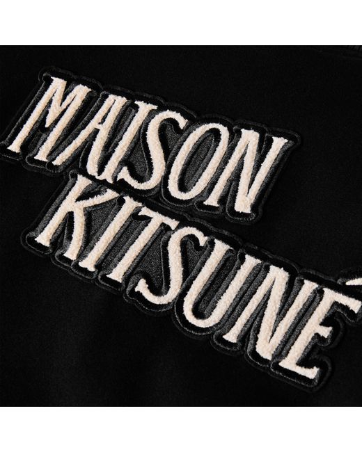 Maison Kitsuné Black Varsity Teddy Blouson Jacket for men