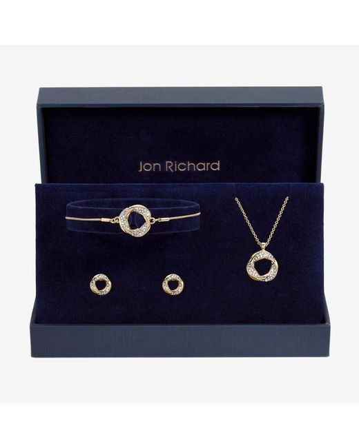 Jon Richard Blue Plated And Crystal Open Knot Set
