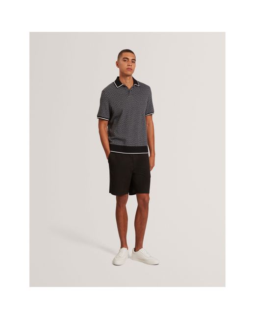 Ted Baker Gray Texture Short Sleeve Polo Shirt for men