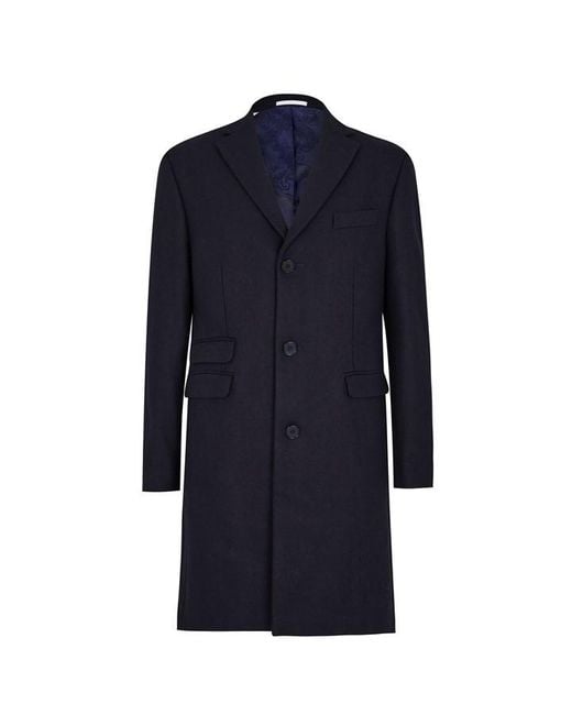 Ted Baker Blue Navy Woolen Melton Coat for men
