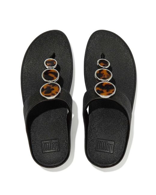 Fitflop Black Fit Flop Halo Shimmer Toe-Post Sandals