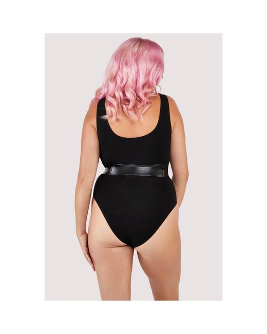 Wolf & Whistle Black Melody Jersey Body With Pu Panel