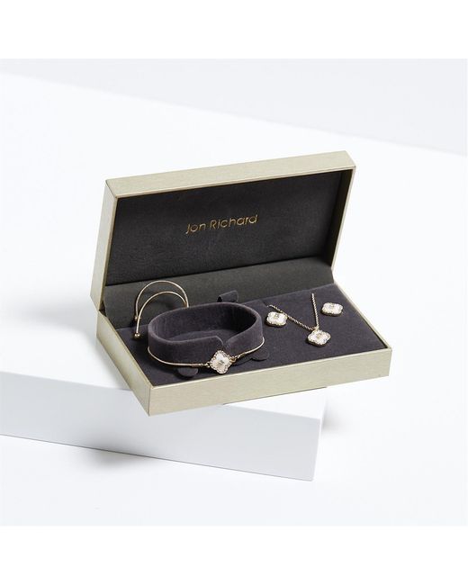 Jon Richard Black Plated Crystal Clover Trio Set