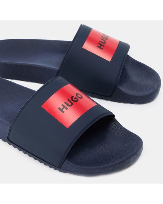 HUGO Blue Timein Logo Sliders for men