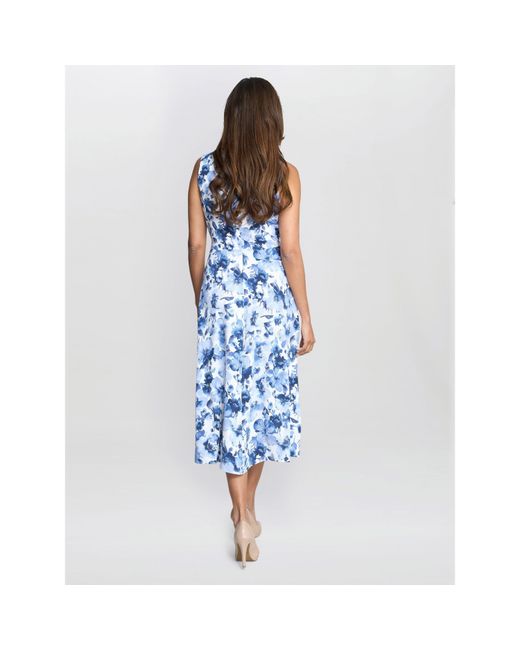 Gina Bacconi Blue Emmy Floral Print Midi Dress