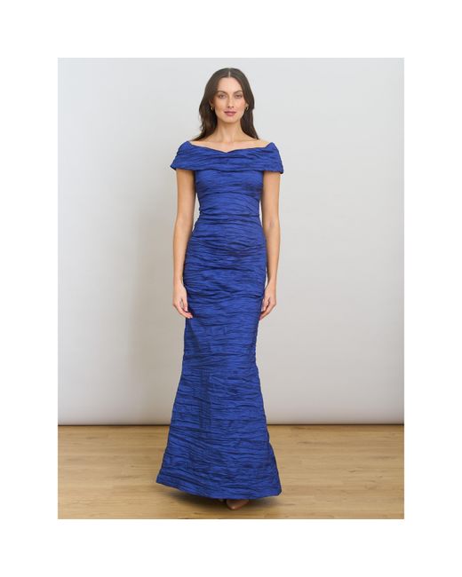 Gina Bacconi Blue Sidney Off-Shoulder Maxi Dress
