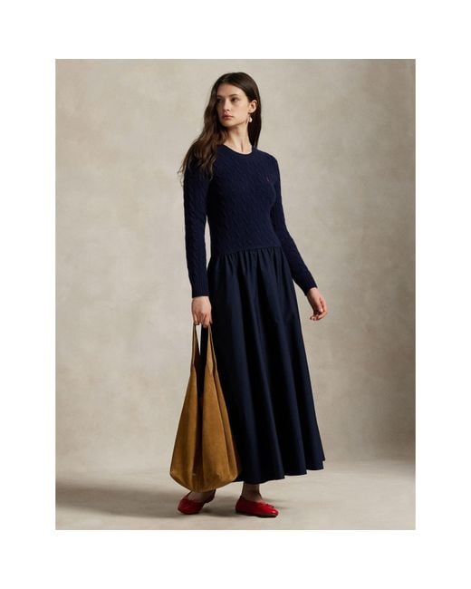 Polo Ralph Lauren Blue Cable A-Line Dress