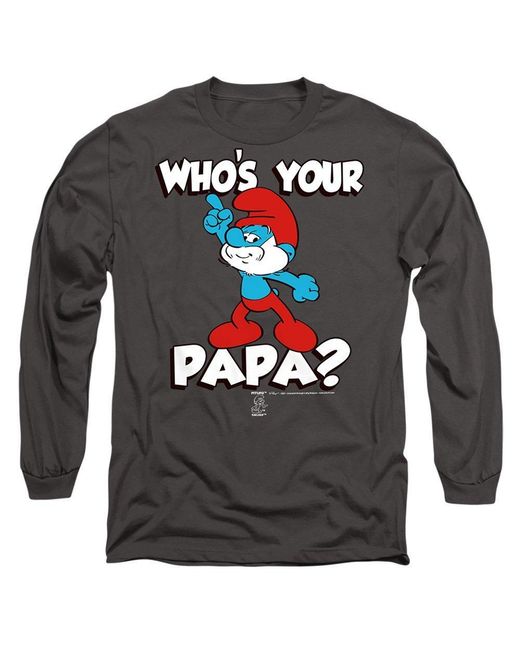 Other Gray Smurfs Whos Your Papa? Long Sleeve T-Shirt Charc for men