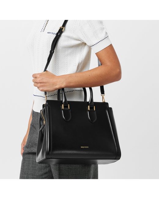 McQueen Black Alex Birdee Large Tote Bags