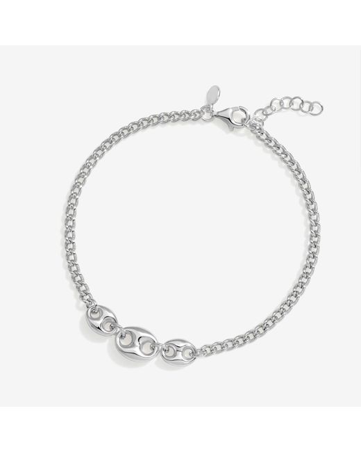 Simply Silver Metallic Sterling 925 Polished Link Bracelet