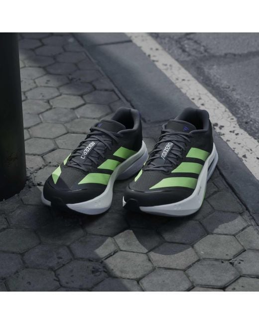 Adidas Green Adizero Boston 13 Road Running Shoes for men