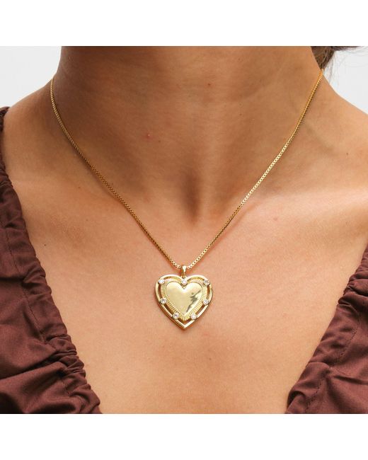 Inicio Metallic 14K Plated Textured Heart Charm Pendant