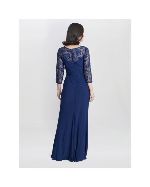 Gina Bacconi Blue Sonia Maxi Knot Front Sweetheart Dress