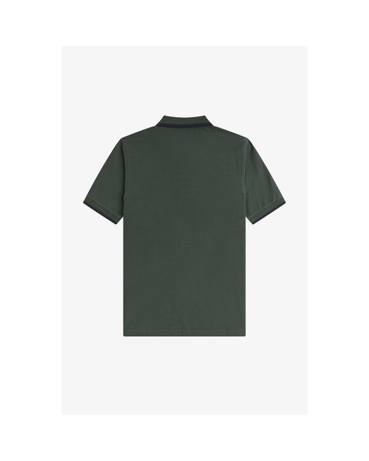 Fred Perry Green Crepe Zipped Short-Sleeve Polo Shirt for men
