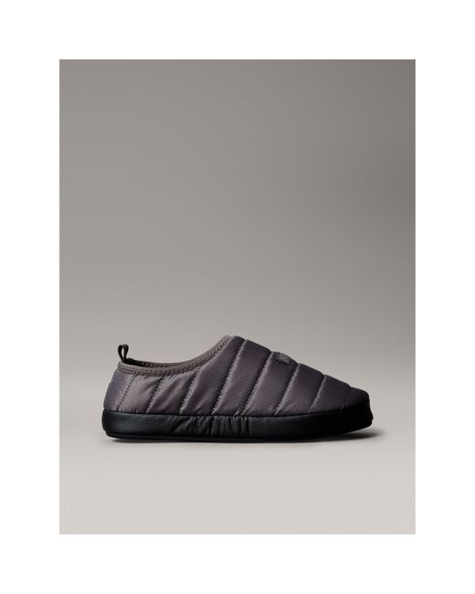 Calvin Klein Gray Puffer Moccasin Slippers for men