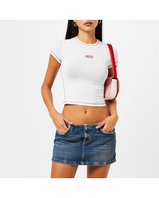 DIESEL White Dj Uftee-Maddie Crop T-Shirt