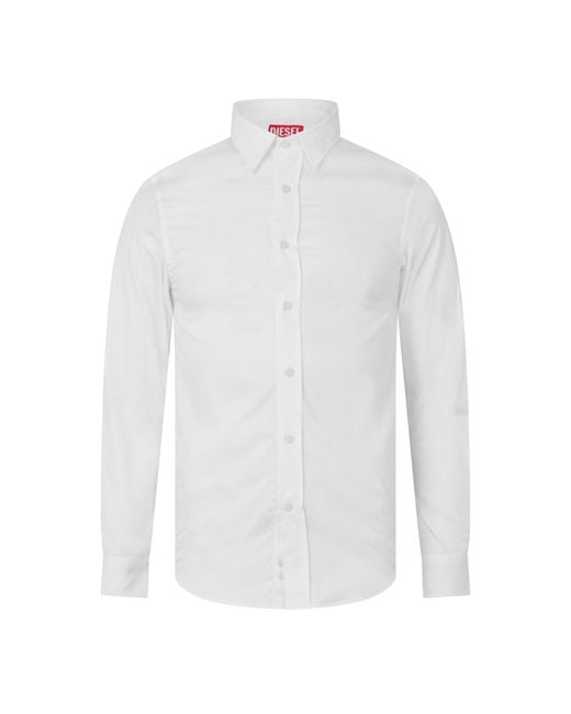 DIESEL White S-Benny-Cl Long-Sleeve Plain Shirt for men