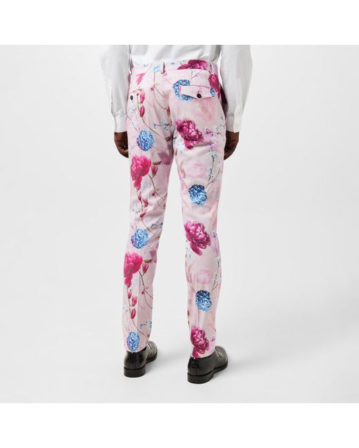 Twisted Tailor Pink Russell Skinny Fit Tapered Trousers for men
