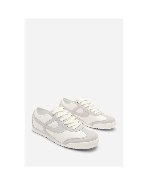 Where's That From Blue Court Lace Up Trainer With Stripe Detail