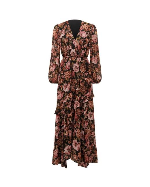 Forever New Brown Maria Ruffle Maxi Dress