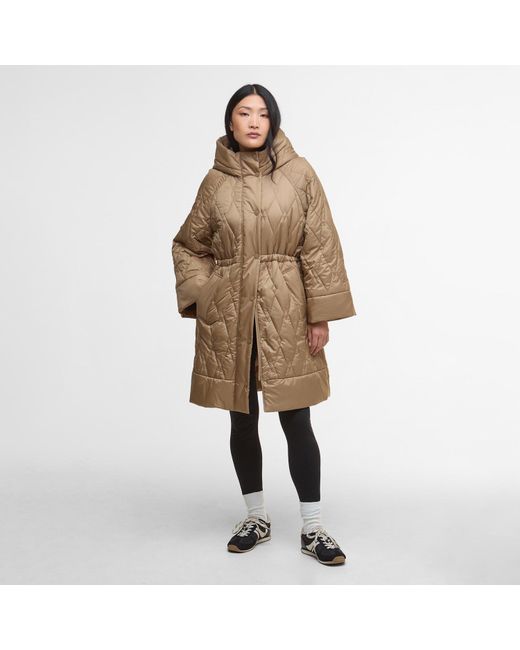 Barbour Natural Celine Diamond Quilted Hooded Long Sleeve Quilted Jacket