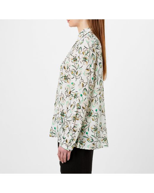 Marella Gray Goccia Floral Long-Sleeve Patterned Shirt