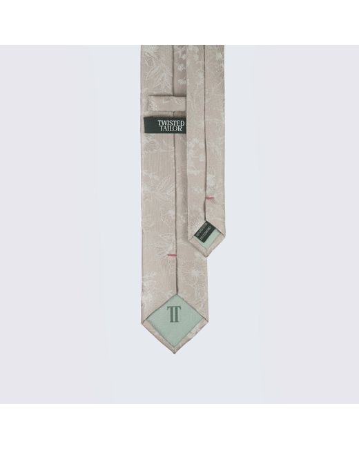 Twisted Tailor White Jasper Floral Tie And Hank for men
