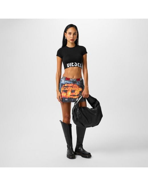 DIESEL Black Uftee Sport Cropped T Shirt
