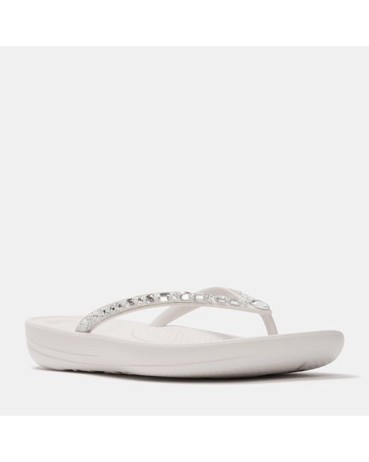 Fitflop White Iqushion Multi Crystal Flip Flops
