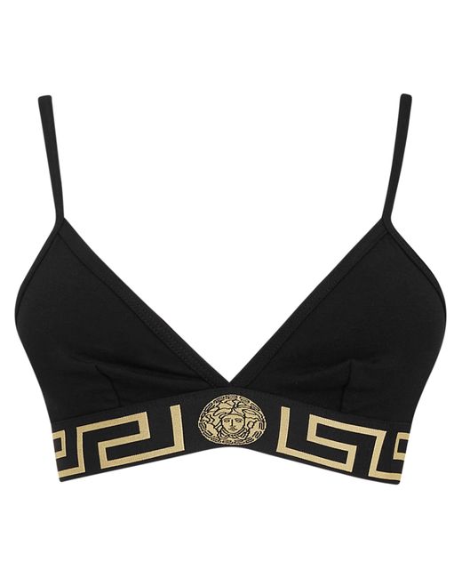 Versace Black Greca Border Thong