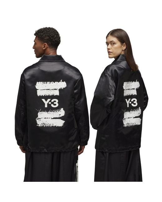 Y-3 Black Graphic Long Sleeve Coach Jacket for men