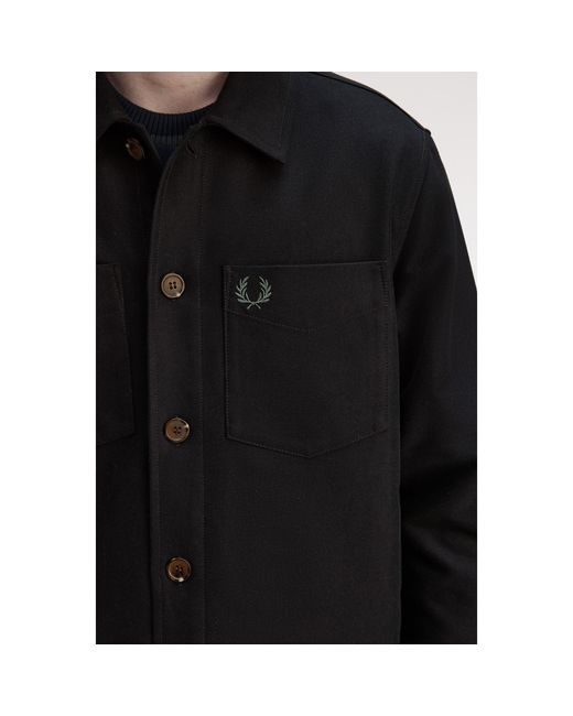 Fred Perry Black Brushed Twill Overshirt for men